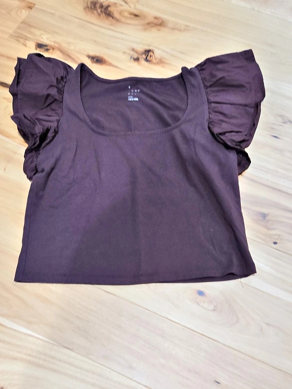 A New Day Flutter Short Sleeve Scoop Neck Top Cranberry Small
